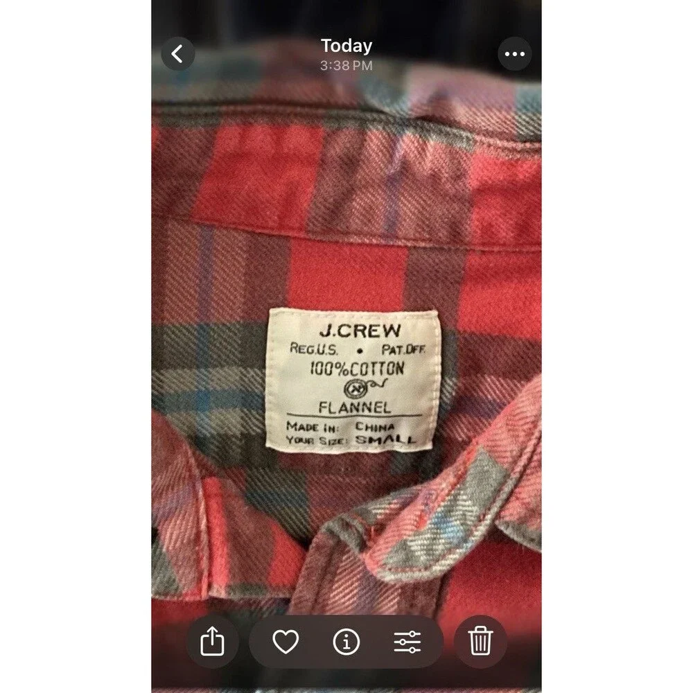 J. Crew Men’s (2) Flannel Shirts SMALL Red Blue Cotton Classic Outdoor